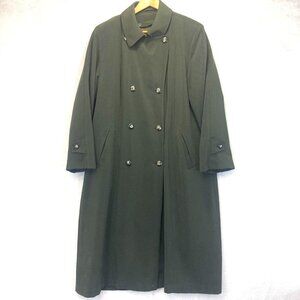 Vintage FSL Womens Double Breasted Long Trench Coat 12P Olive Green Lined Heavy